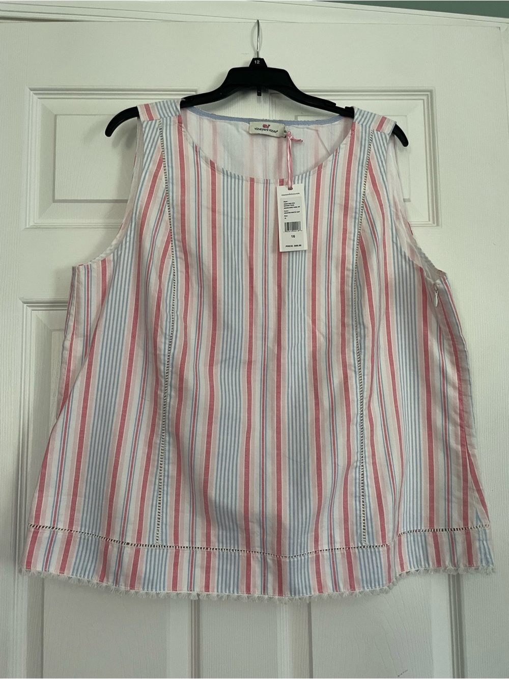 Vineyard Vines Pink & Light Blue Striped Sleeveless Tank